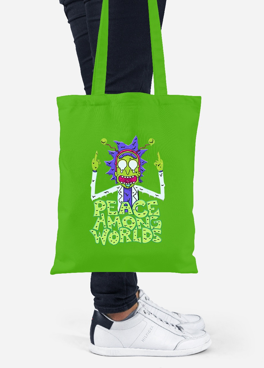 Эко сумка шопер Рик Санчез Рик и Морти (Rick Sanchez Rick and Morty) (92102-2941-LM) салатовая MobiPrint Lite (256921915)