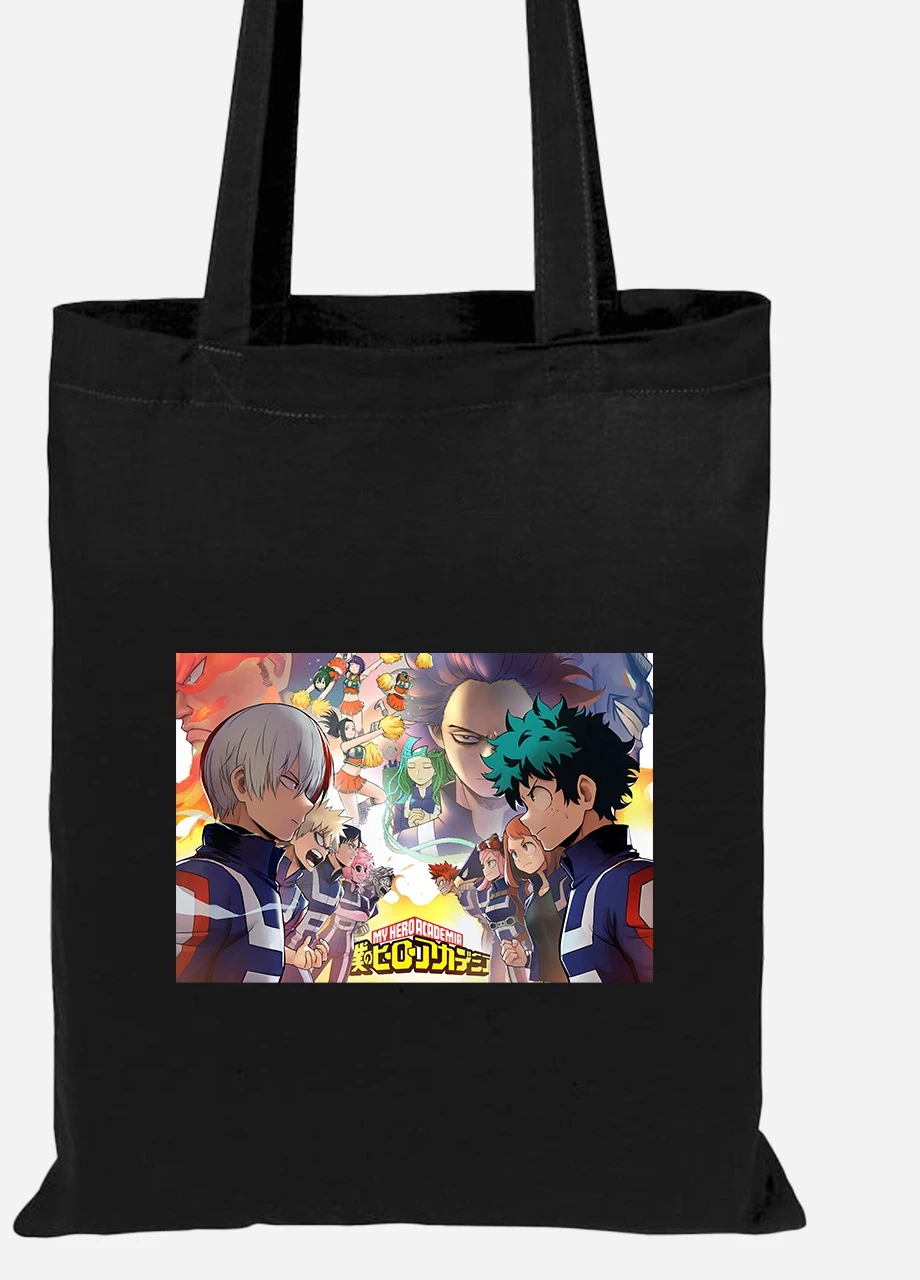 Еко-сумка шоппер Моя геройська академія (My Hero Academia) (92102-3070-BK) чорна MobiPrint Lite (256921966)