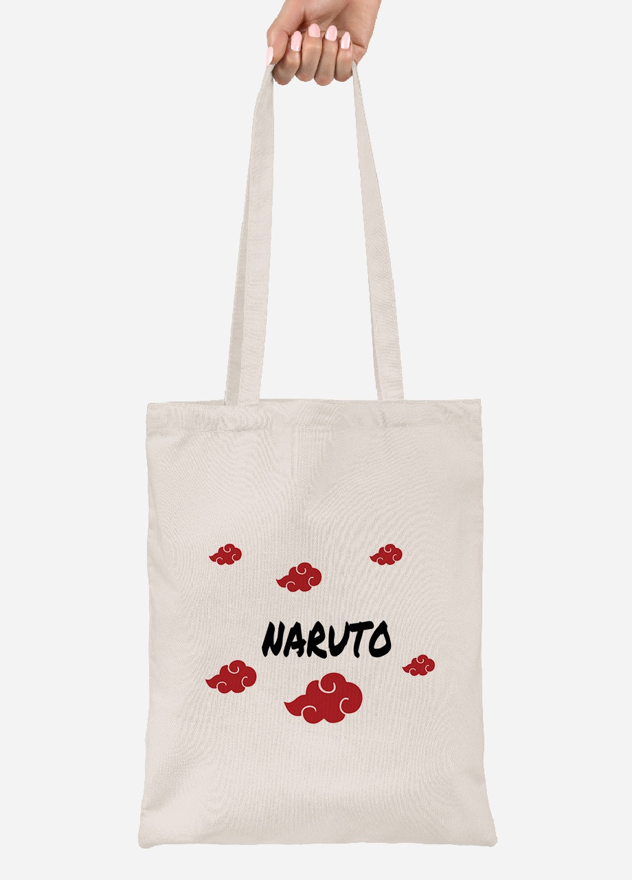 Еко-сумка шоппер Хмара Акацукі Наруто (Akatsuki Naruto) (92102-3053-BG) бежева MobiPrint Lite (256924208)