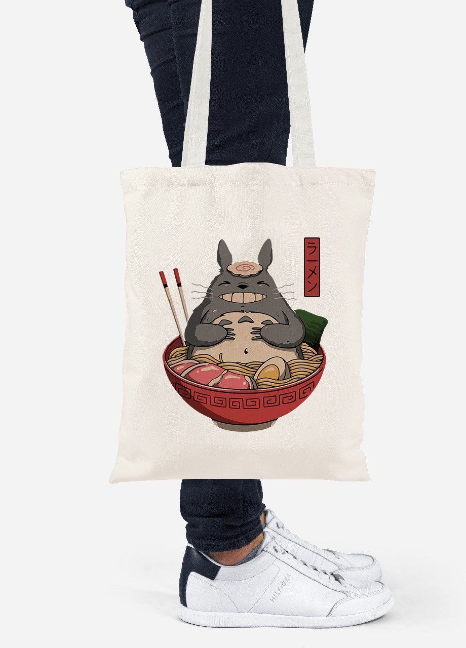 Еко-сумка шоппер Мій сусід Тоторо (My Neighbor Totoro) (92102-3342-BG) бежева MobiPrint Lite (256920419)