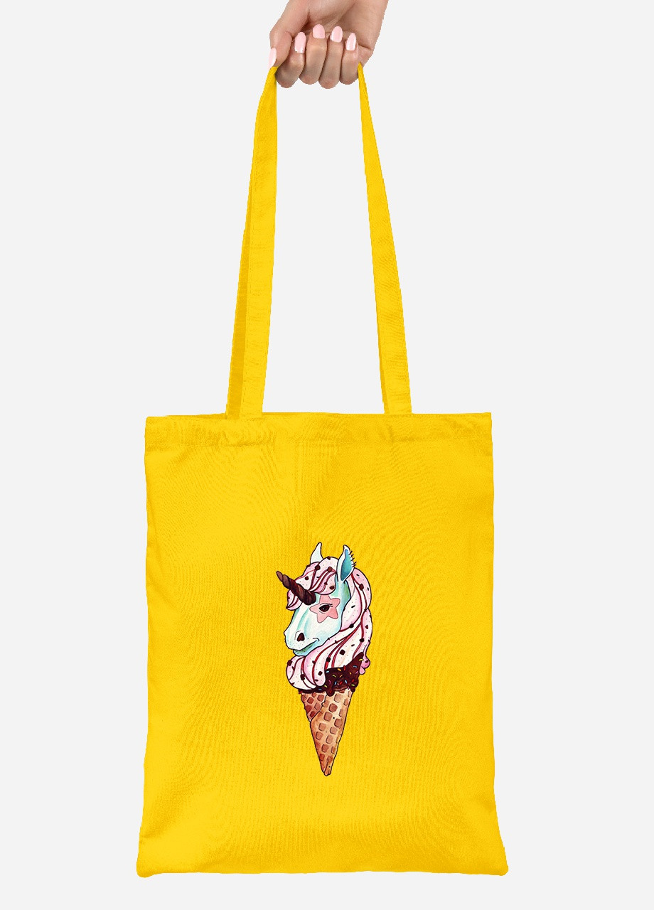 Еко-сумка шоппер морожко єдиноріг (92102-1492-SY) жовта MobiPrint Lite (256921824)