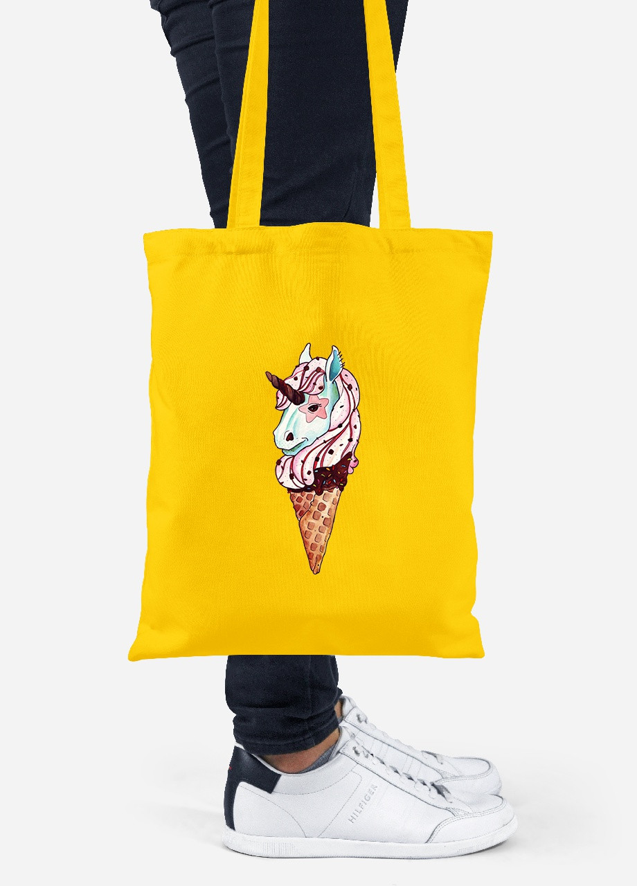 Еко-сумка шоппер морожко єдиноріг (92102-1492-SY) жовта MobiPrint Lite (256921824)