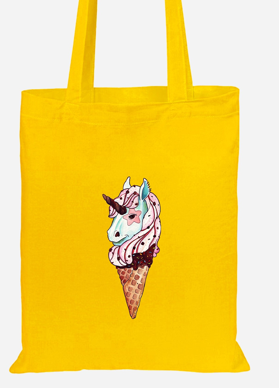 Еко-сумка шоппер морожко єдиноріг (92102-1492-SY) жовта MobiPrint Lite (256921824)