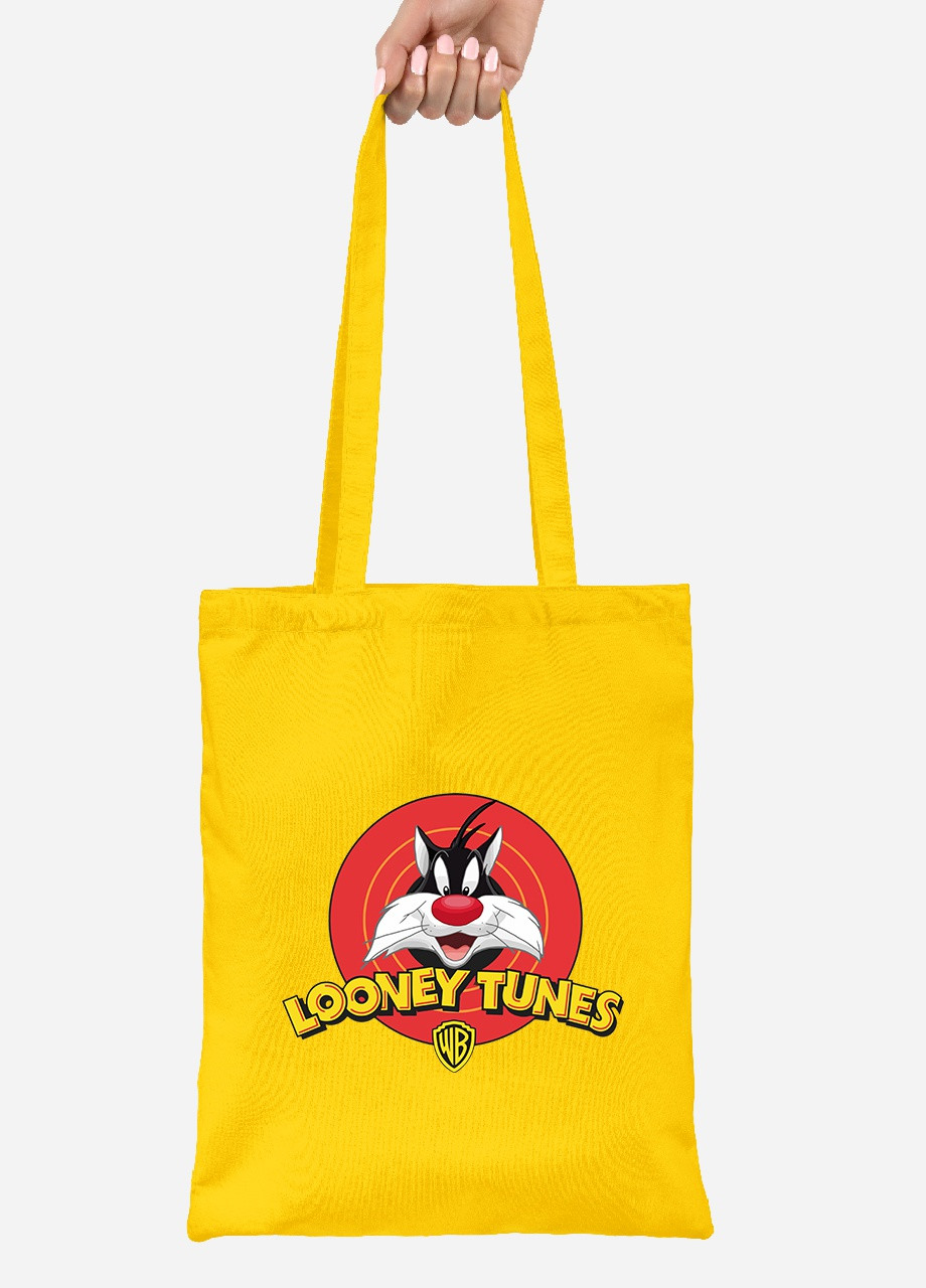 Эко сумка шопер Кот Сильвестр Луни Тюнз (Sylvester the Cat Looney Tunes) (92102-2877-SY) желтая MobiPrint Lite (256920905)