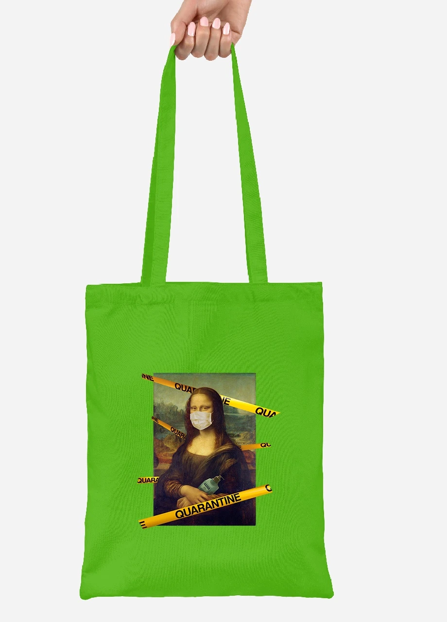 Эко сумка шопер Джоконда в маске (92102-1412-LM) салатовая MobiPrint Lite (256921360)