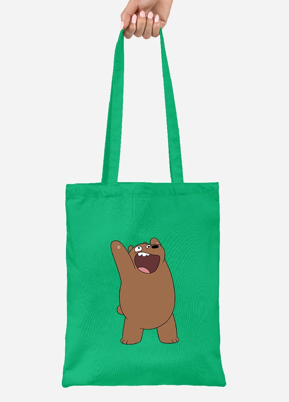 Эко сумка шопер Гризли (Grizzly) (92102-1777-KG) зеленая MobiPrint Lite (256923569)