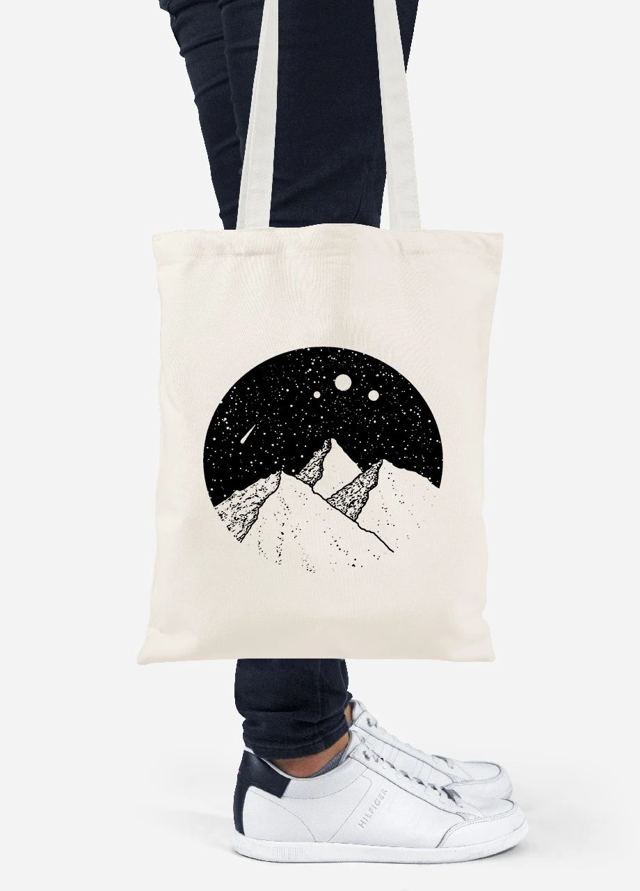 Еко-сумка шоппер Зіркові гори (Starry mountains) (92102-2846-BG) бежева MobiPrint Lite (256922872)
