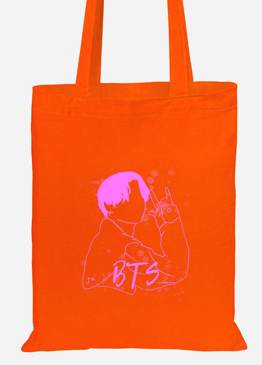 Еко-сумка шоппер Чон Джонгук БТС (Jungkook BTS) (92102-3277-OG) помаранчева MobiPrint Lite (256920906)