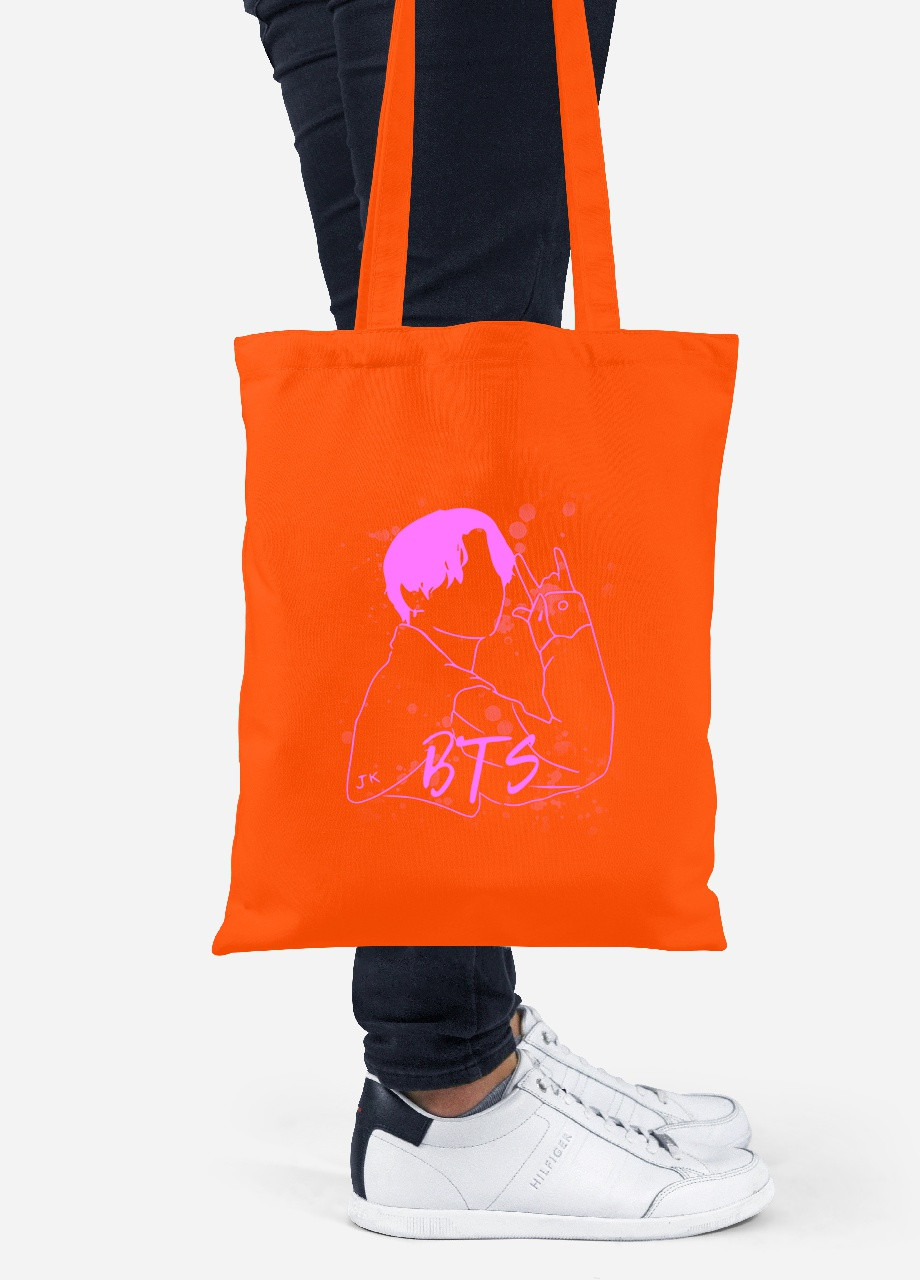 Еко-сумка шоппер Чон Джонгук БТС (Jungkook BTS) (92102-3277-OG) помаранчева MobiPrint Lite (256920906)