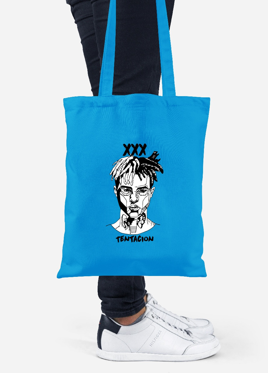 Эко сумка шопер Экс-экс-экс Тентасьон (XXXTentacion) (92102-2637-BL) синяя MobiPrint Lite (256920387)