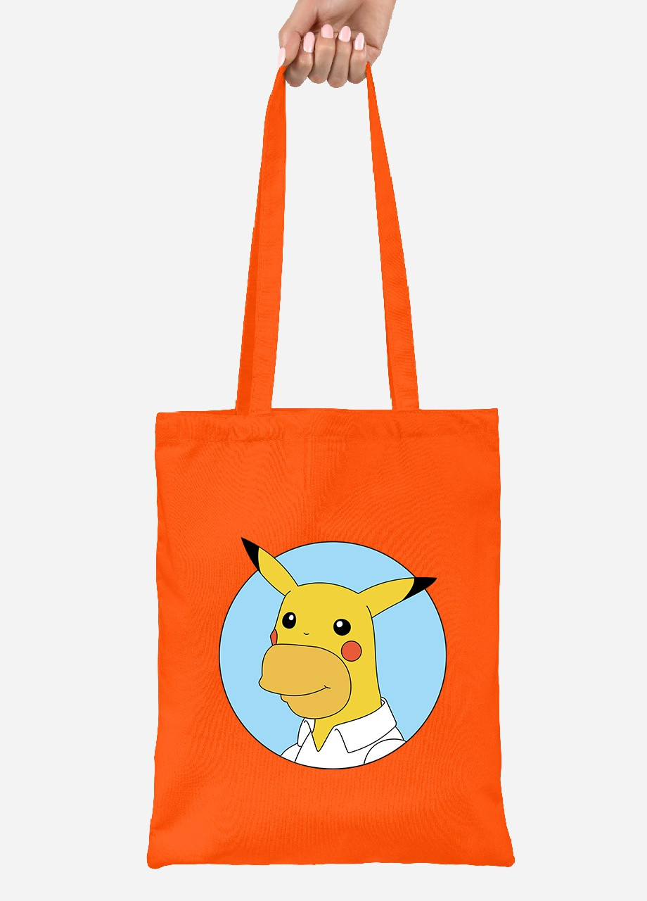 Еко-сумка шоппер Гомер-чу (Сімпсони та Пікачу) (92102-2001-OG) помаранчева MobiPrint Lite (256922645)