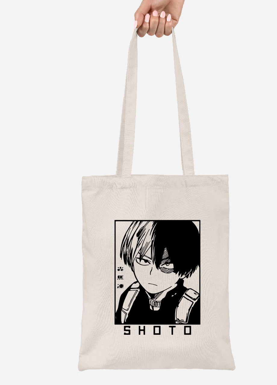 Эко сумка шопер Шото Моя геройская академия ( Shoto My Hero Academia) (92102-3051-BG) бежевая MobiPrint Lite (256924161)