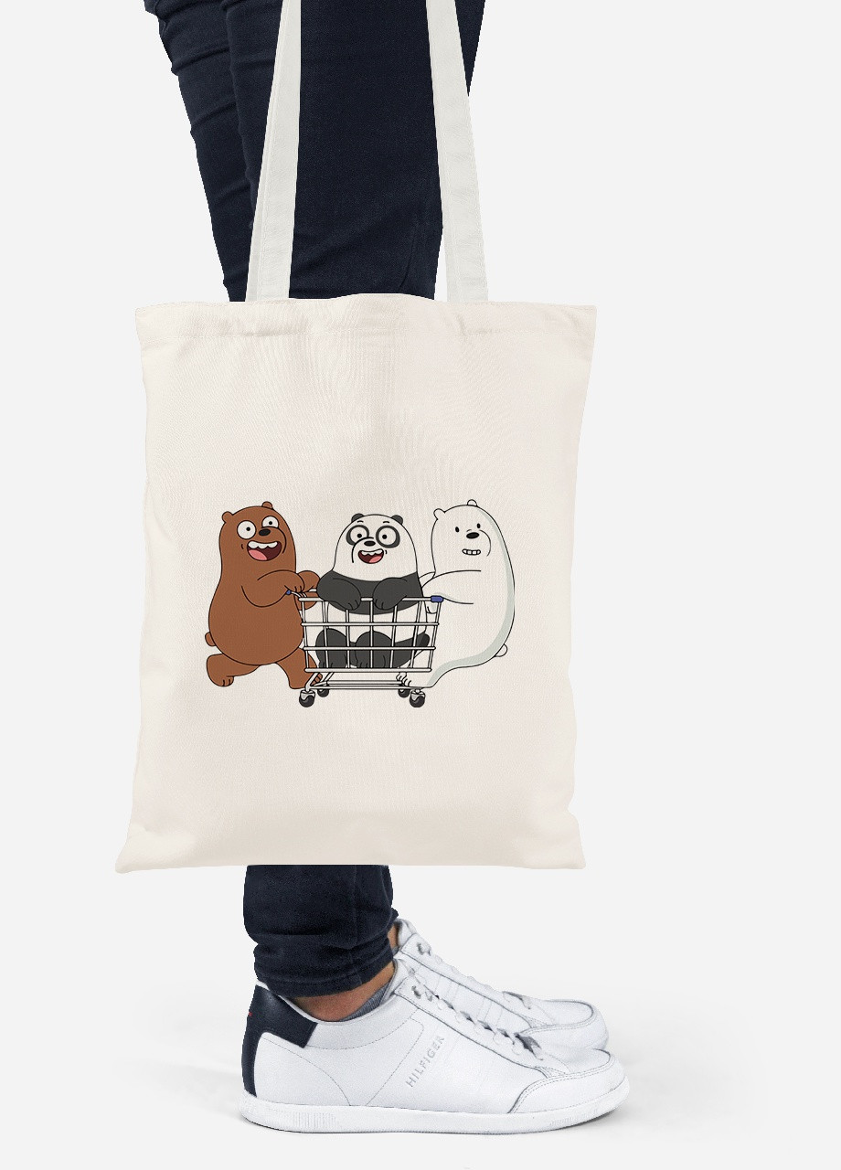Еко-сумка шоппер Вся правда про ведмедів (We Bare Bears) (92102-2891-BG) бежева MobiPrint Lite (256924870)