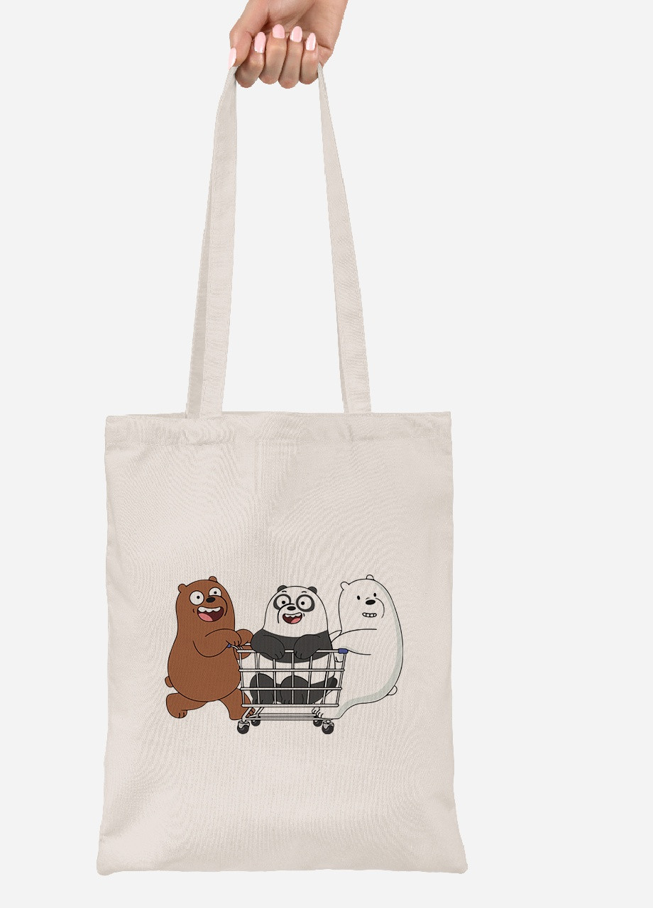Еко-сумка шоппер Вся правда про ведмедів (We Bare Bears) (92102-2891-BG) бежева MobiPrint Lite (256924870)