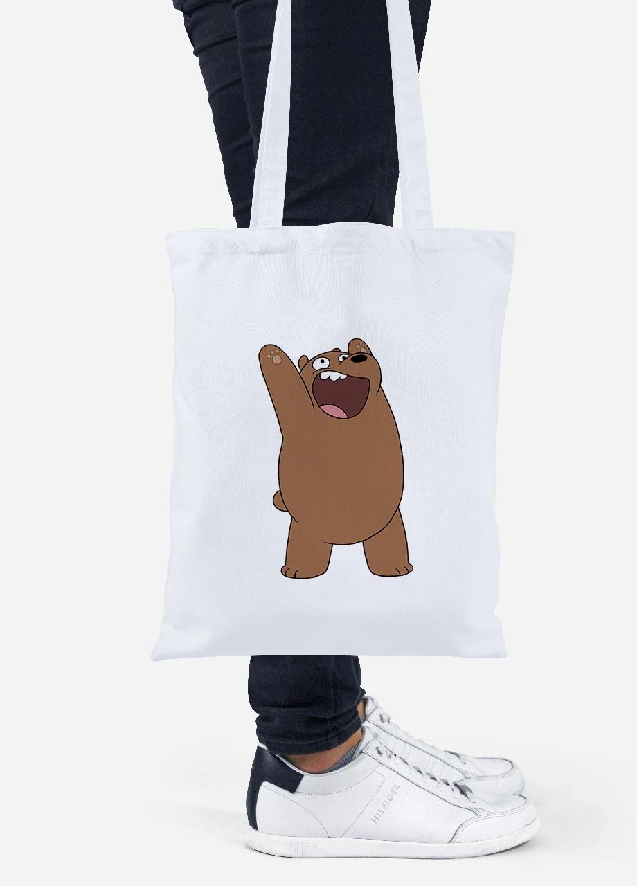Еко-сумка шоппер Грізлі (Grizzly) (92102-1777) біла MobiPrint Lite (256922516)