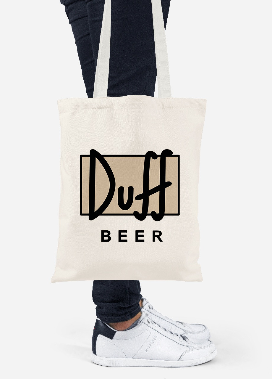 Еко-сумка шоппер Сімпсони Дафф (The Simpsons Duff Beer) (92102-1995-BG) бежева MobiPrint Lite (256922044)