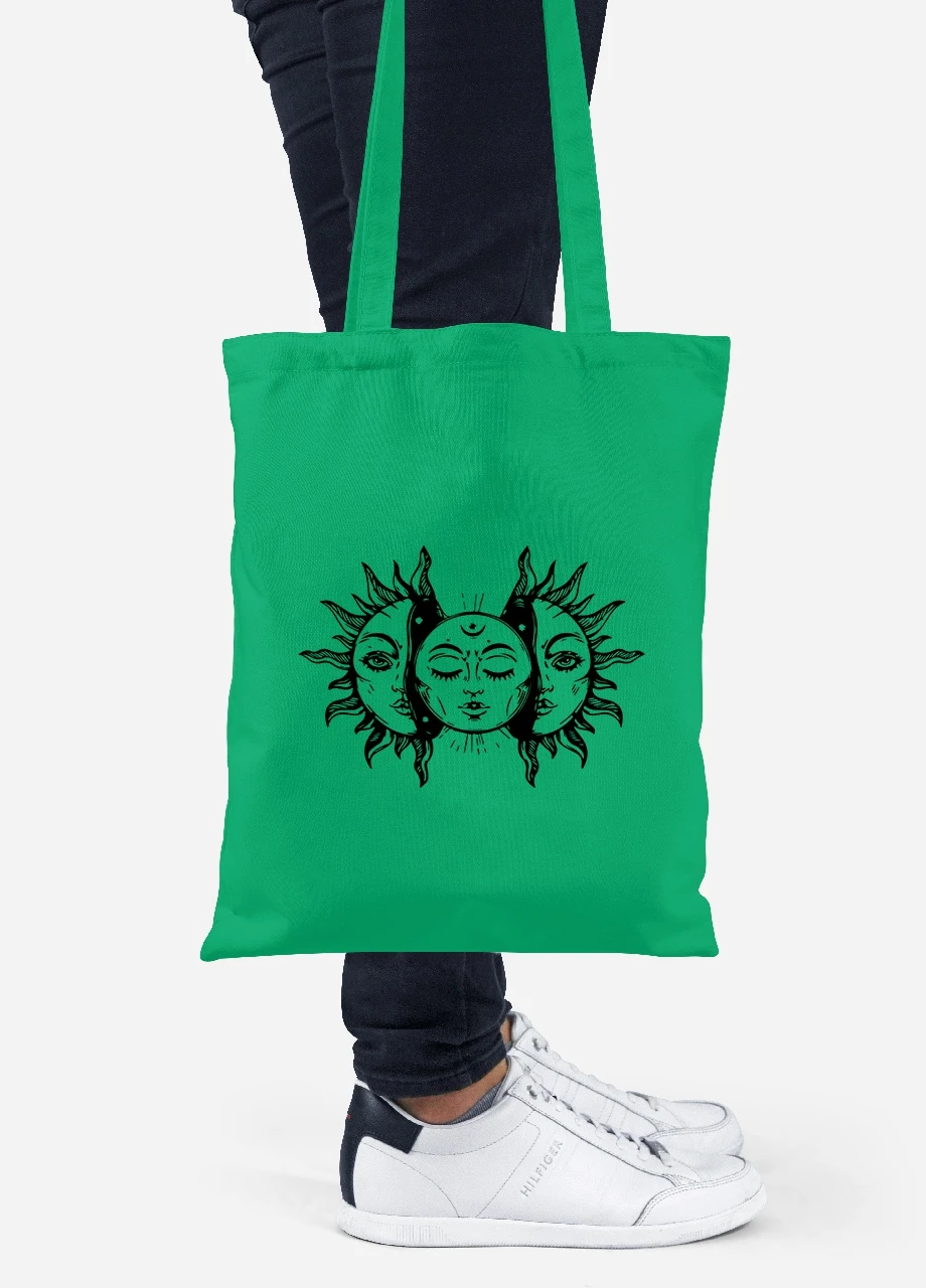 Еко-сумка шоппер Сонце (Sun) (92102-1967-KG) зелена MobiPrint Lite (256924854)