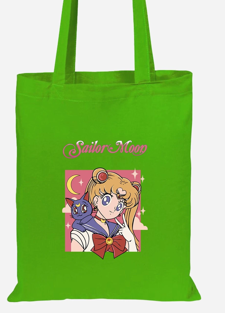 Эко сумка шопер Сейлор Мун (Sailor Moon) (92102-2659-LM) салатовая MobiPrint Lite (256924310)