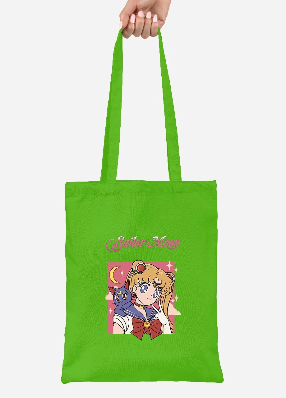 Эко сумка шопер Сейлор Мун (Sailor Moon) (92102-2659-LM) салатовая MobiPrint Lite (256924310)