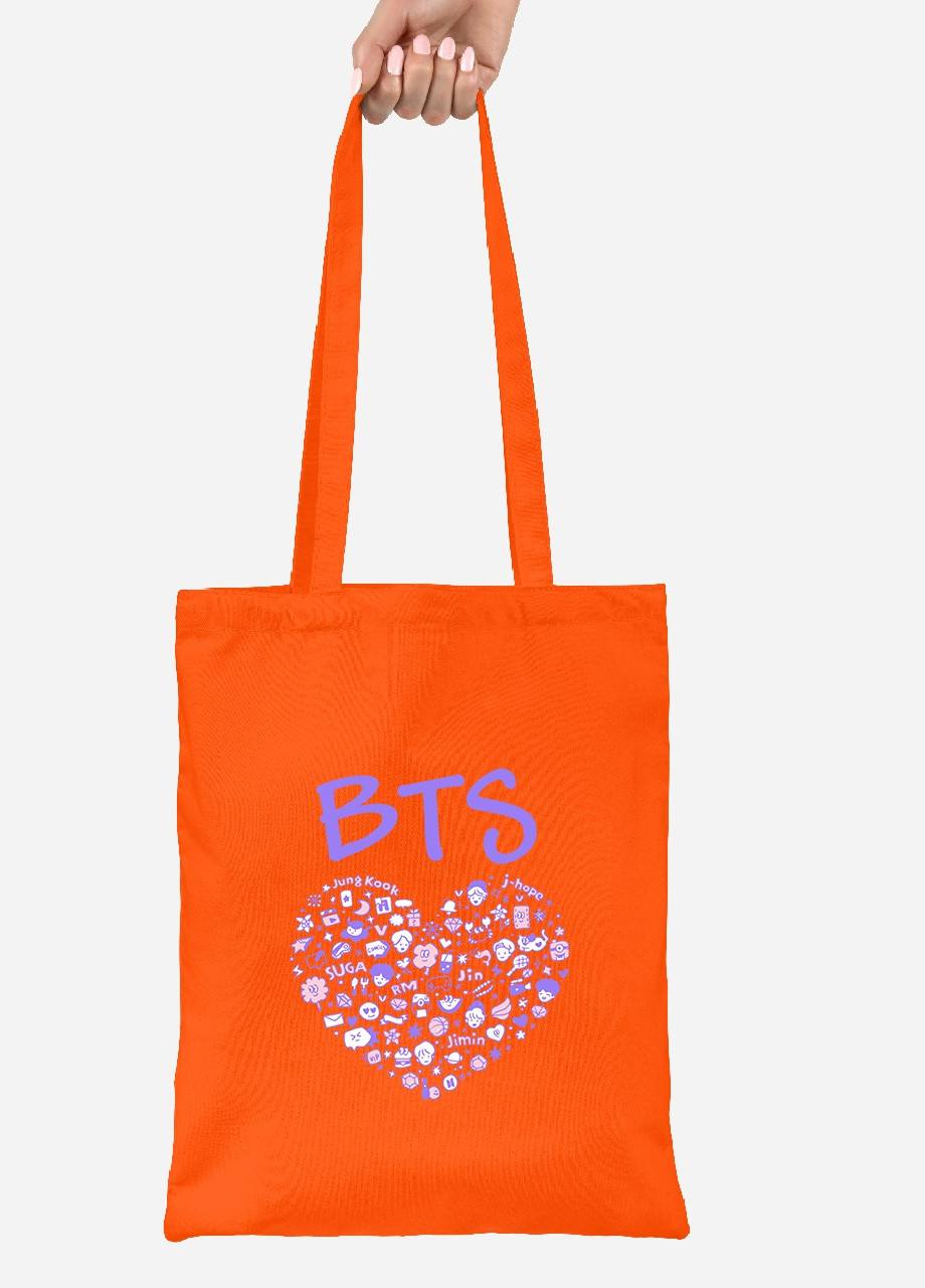 Еко-сумка шоппер БТС (BTS) (92102-3268-OG) помаранчева MobiPrint Lite (256921729)