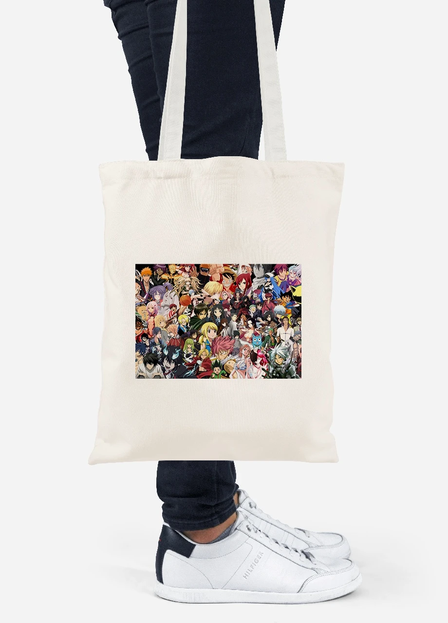 Еко-сумка шоппер Аніме (Anime) (92102-3089-BG) бежева MobiPrint Lite (256921467)