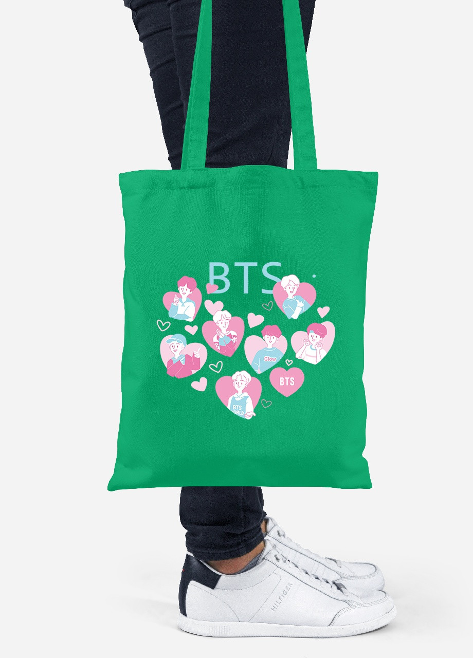 Еко-сумка шоппер БТС (BTS) (92102-3263-KG) зелена MobiPrint Lite (256922862)
