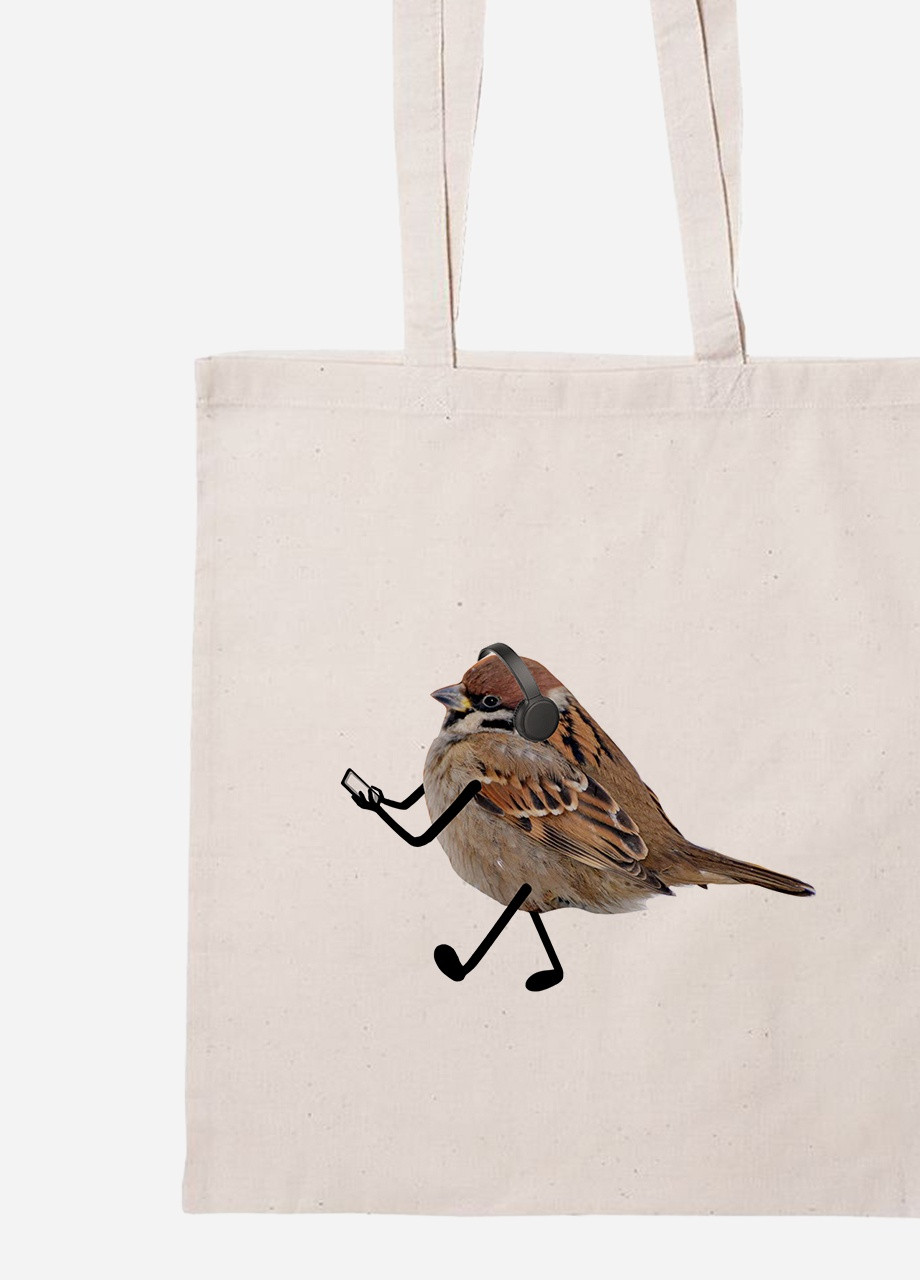 Еко-сумка шоппер Птахи SWAG (92102-1539-BG) бежева MobiPrint lite (256923465)