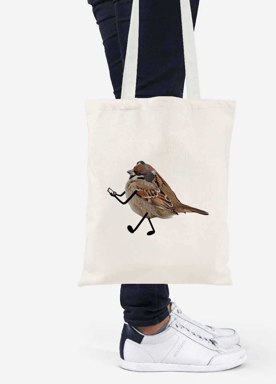Эко сумка шопер Птицы SWAG (92102-1539-BG) бежевая MobiPrint Lite (256923465)