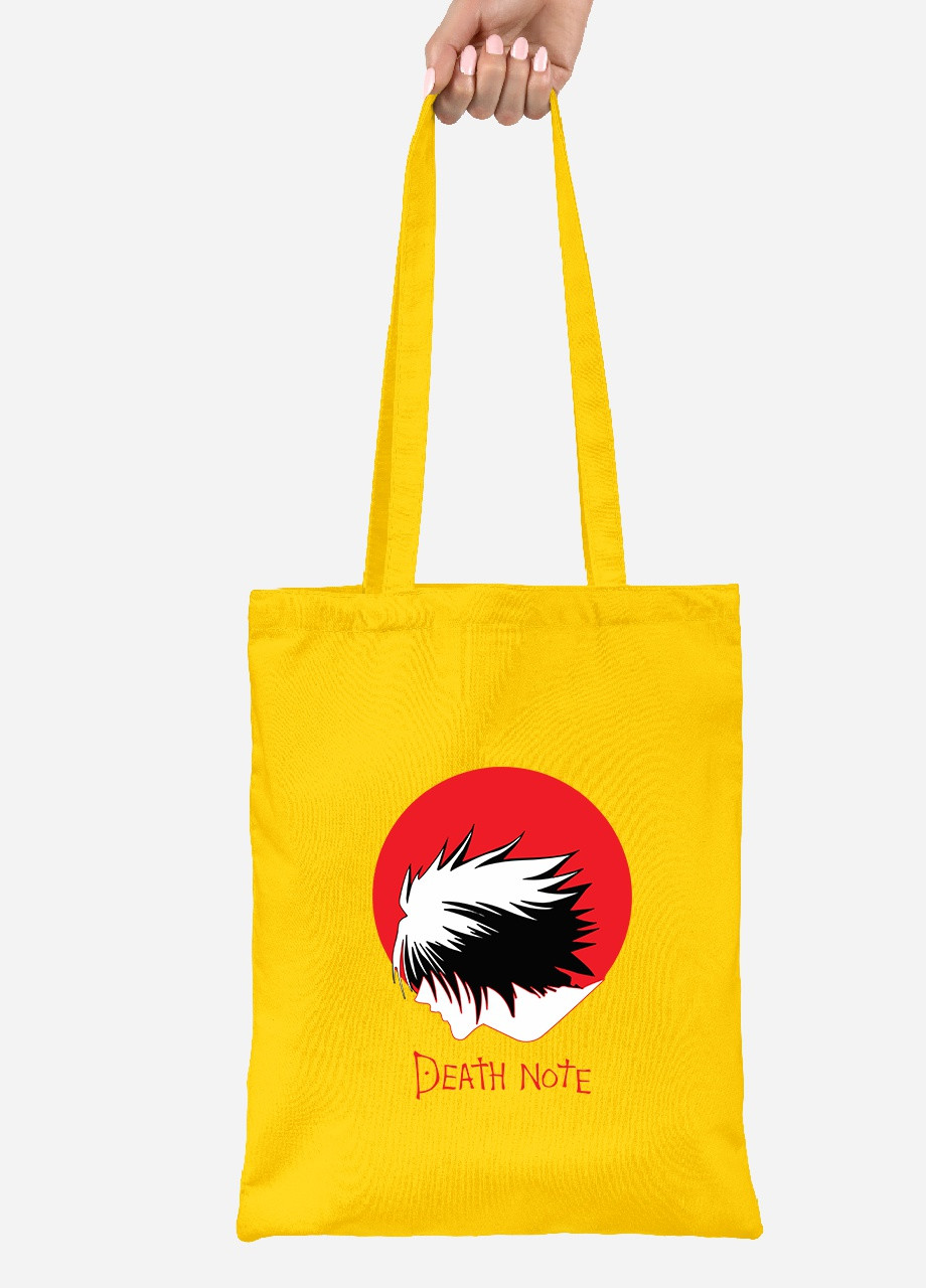 Эко сумка шопер Эл Лоулайт Тетрадь смерти (Death Note) (92102-2653-SY) желтая MobiPrint Lite (256921384)