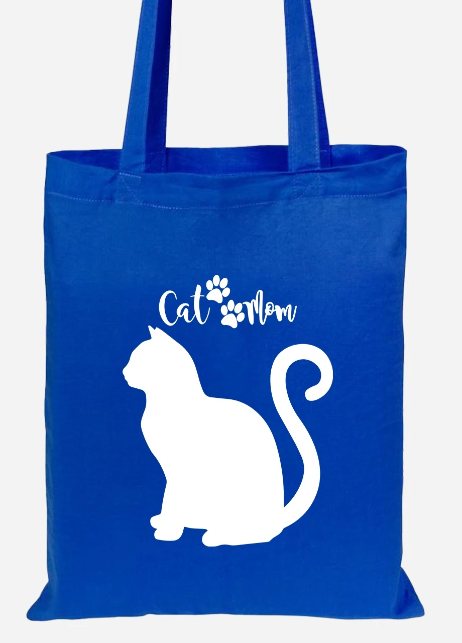 Эко сумка шопер Cat Mom (92102-2840-SK) голубая MobiPrint Lite (256924358)
