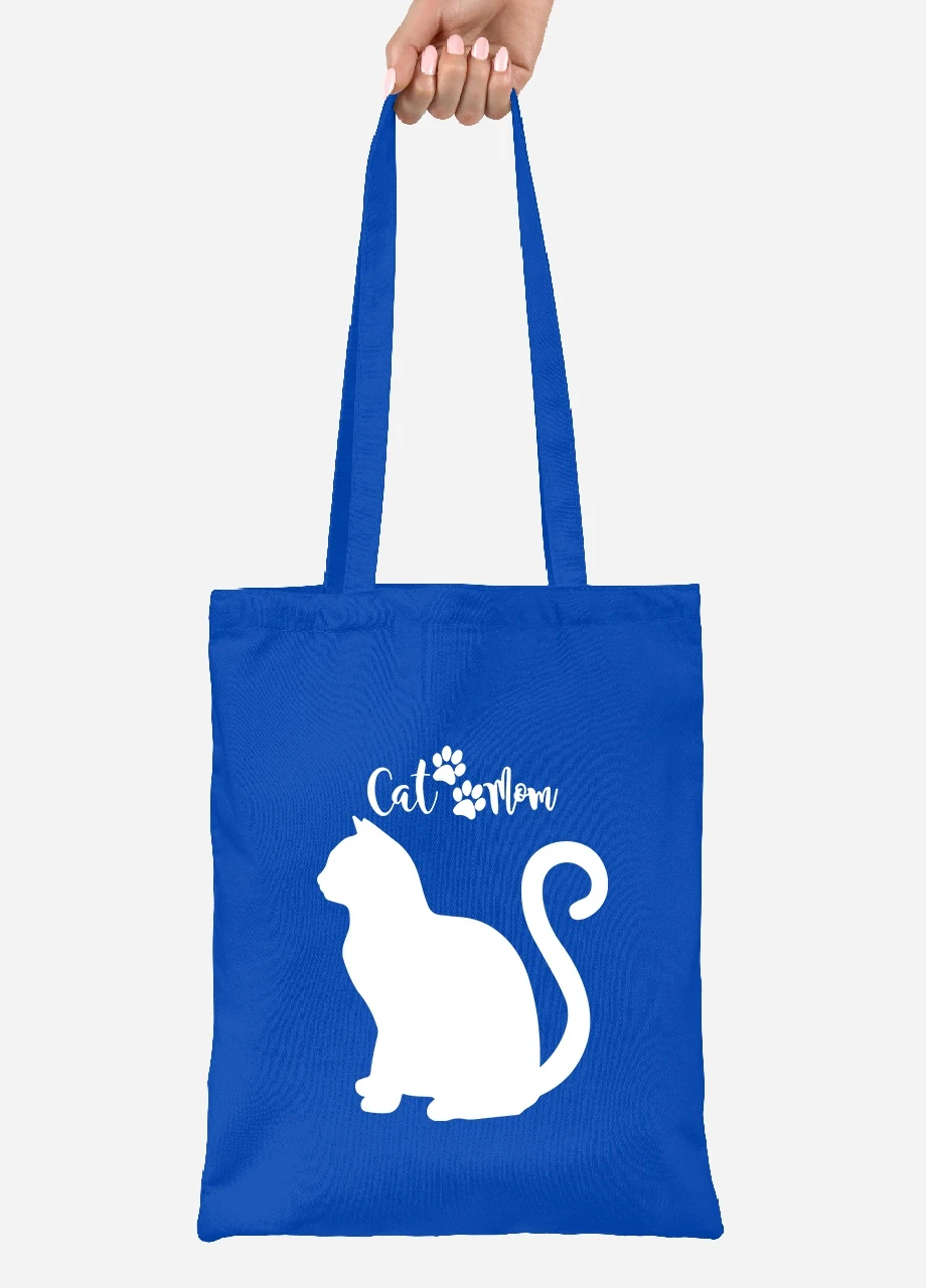 Эко сумка шопер Cat Mom (92102-2840-SK) голубая MobiPrint Lite (256924358)
