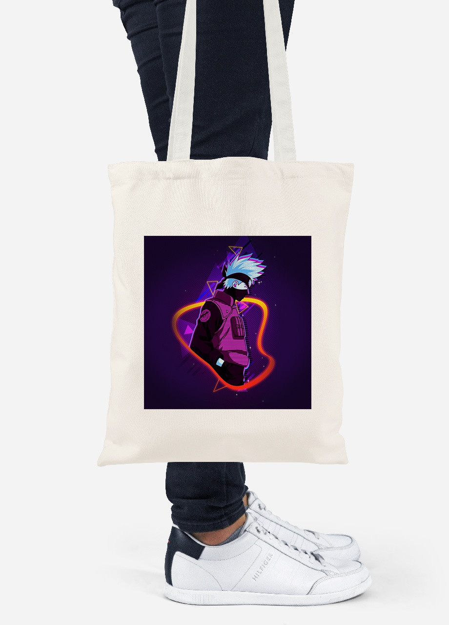 Эко сумка шопер Какаши Хатаке Наруто (Hatake Kakashi Naruto) (92102-3081-BG) бежевая MobiPrint Lite (256924364)