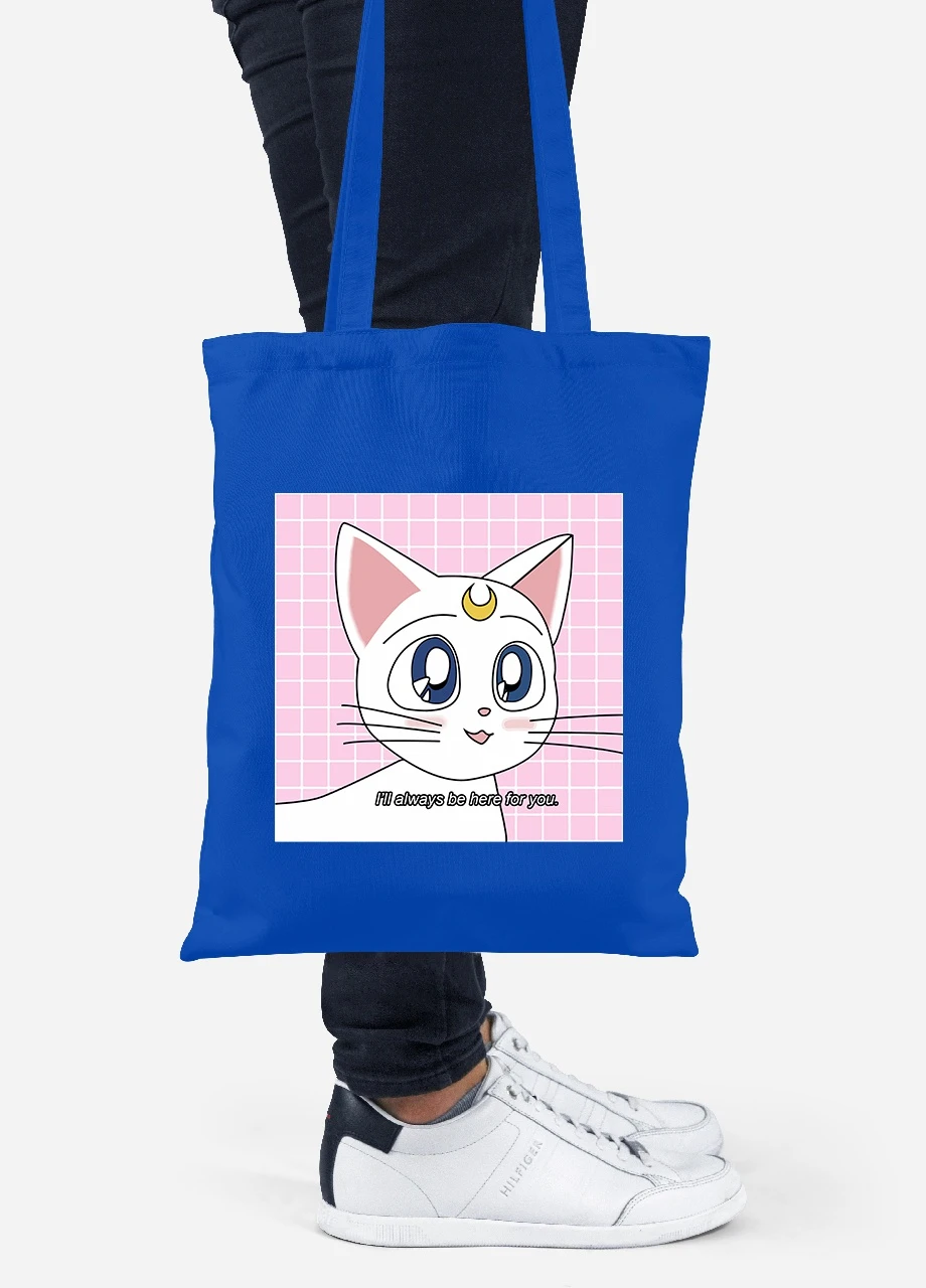 Еко-сумка шоппер Місяць Кішки Сейлор Мун (anime Sailor Moon Cats) (92102-2919-SK) голуба MobiPrint Lite (256922211)