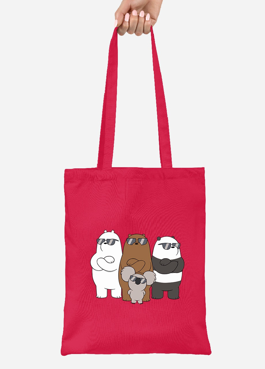 Еко-сумка шоппер Вся правда про ведмедів (We Bare Bears) (92102-2892-RD) червона MobiPrint Lite (256923587)