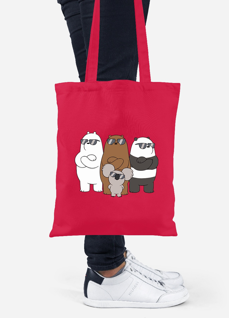 Еко-сумка шоппер Вся правда про ведмедів (We Bare Bears) (92102-2892-RD) червона MobiPrint Lite (256923587)