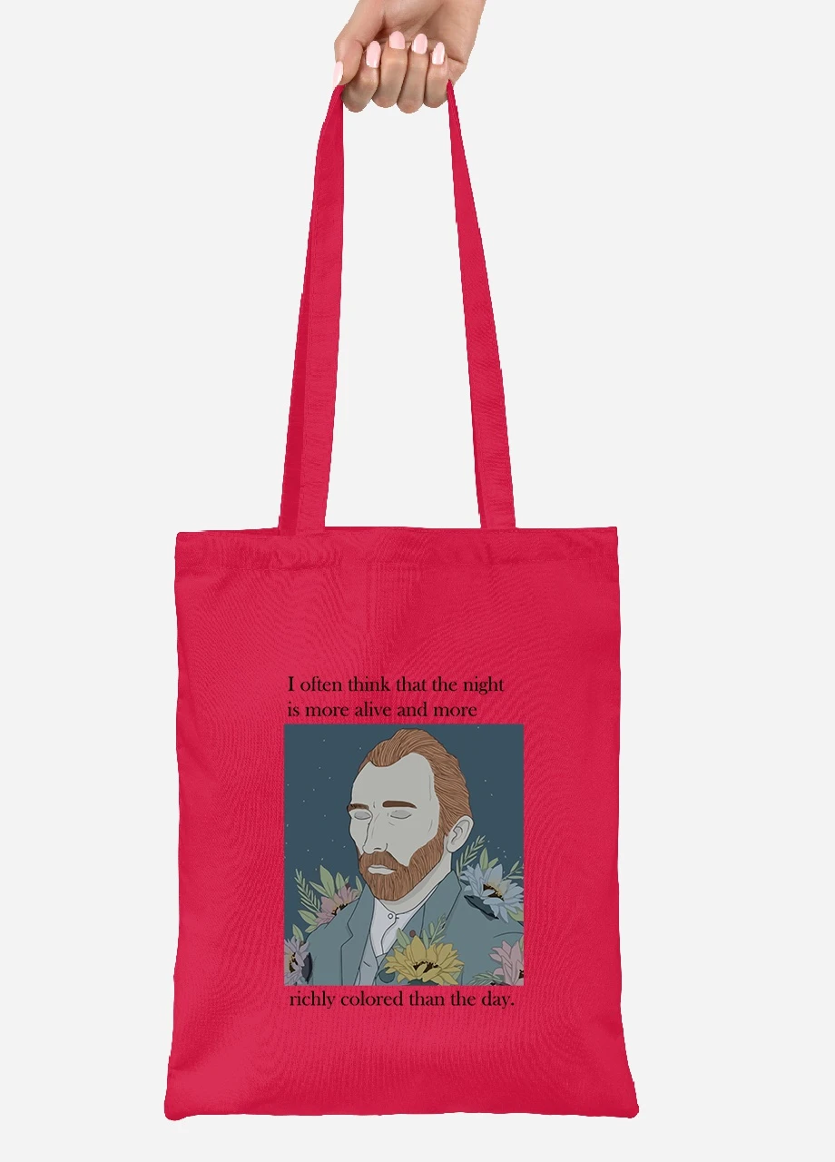 Эко сумка шопер Винсент Ван Гог (Vincent van Gogh) (92102-2962-RD) красная MobiPrint Lite (256924056)