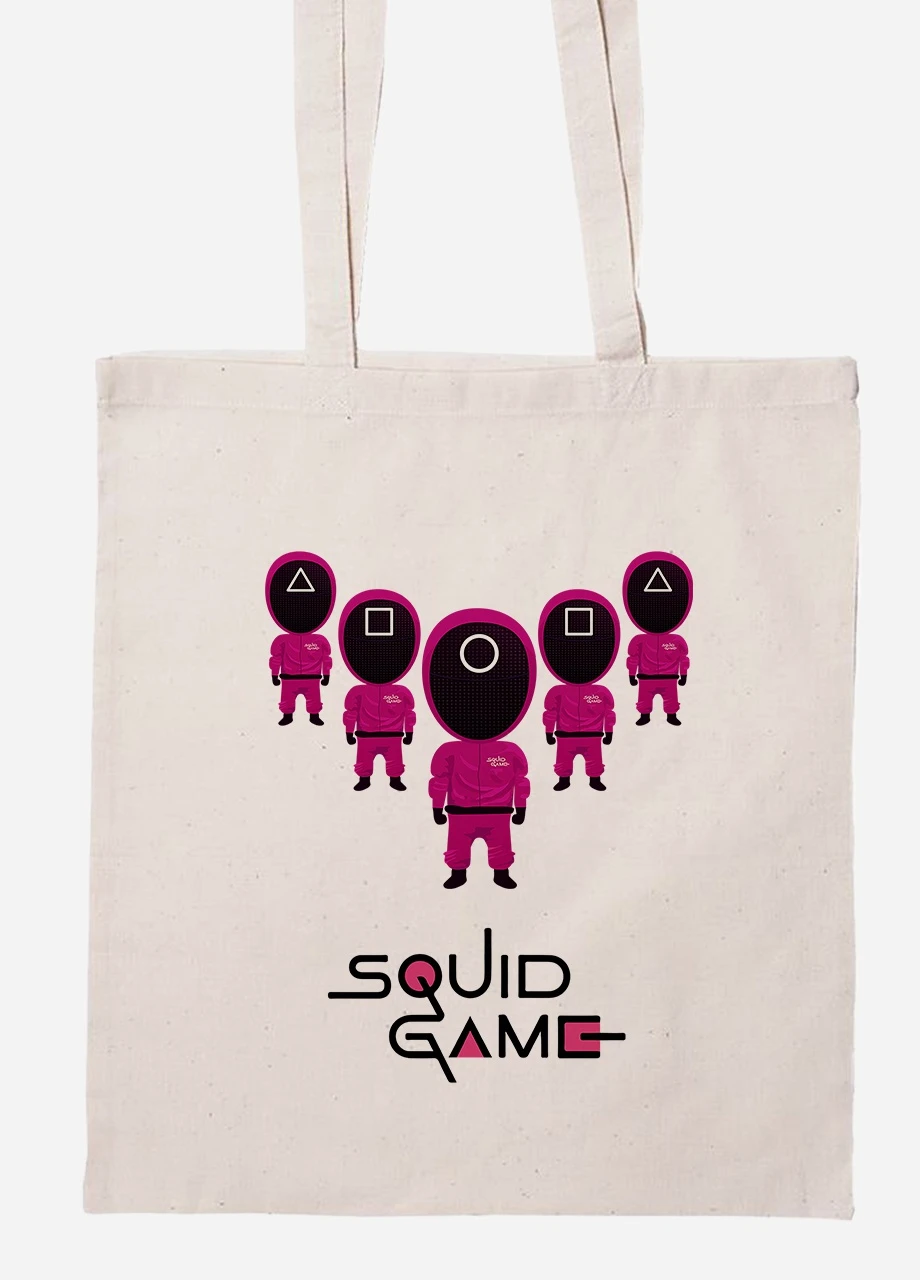 Эко сумка шопер Солдаты Игра в кальмара (Squid Game) (92102-3357-BG) бежевая MobiPrint Lite (256921895)