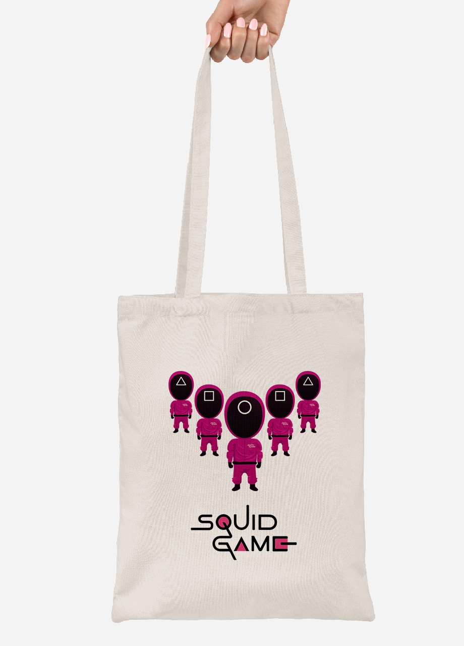 Эко сумка шопер Солдаты Игра в кальмара (Squid Game) (92102-3357-BG) бежевая MobiPrint Lite (256921895)