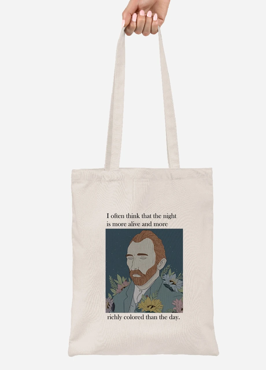 Эко сумка шопер Винсент Ван Гог (Vincent van Gogh) (92102-2962-BG) бежевая MobiPrint Lite (256922399)