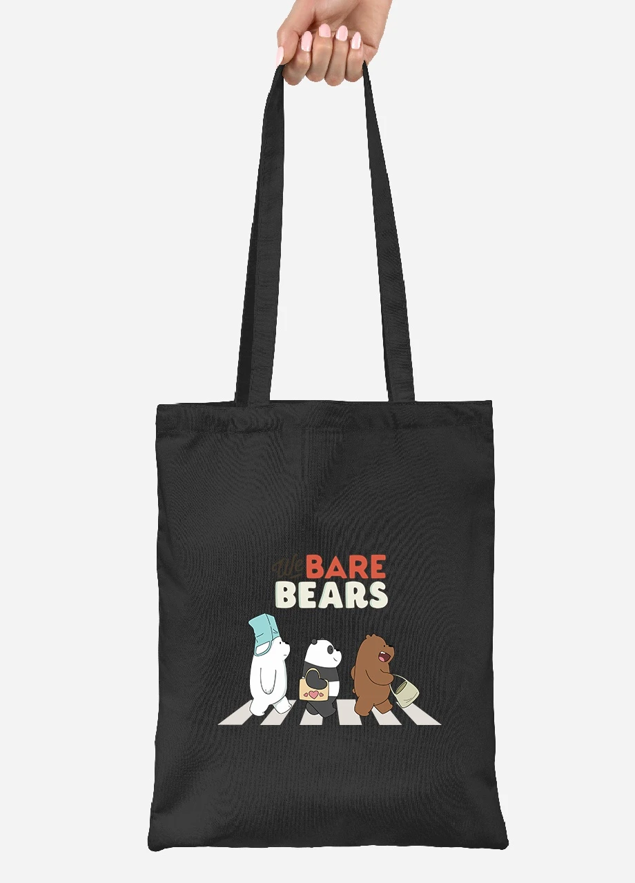 Еко-сумка шоппер Вся правда про ведмедів (We Bare Bears) (92102-2666-BK) чорна MobiPrint Lite (256920713)
