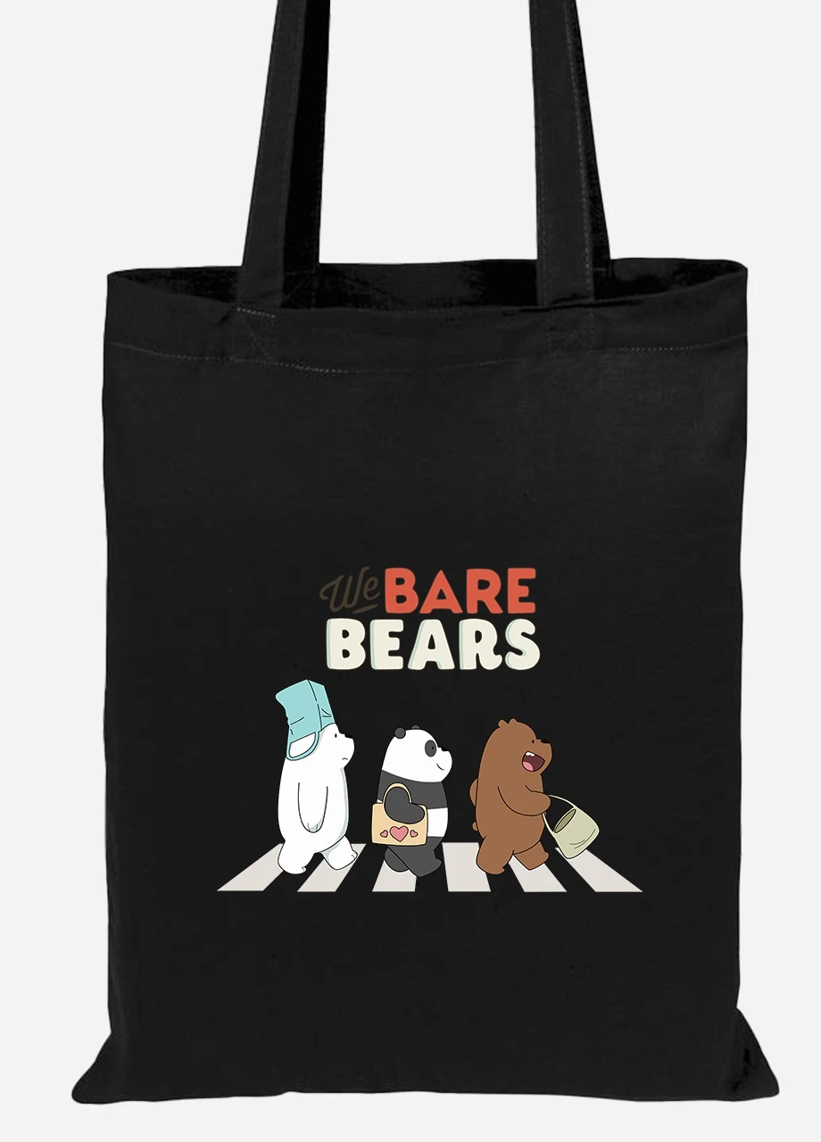 Еко-сумка шоппер Вся правда про ведмедів (We Bare Bears) (92102-2666-BK) чорна MobiPrint Lite (256920713)