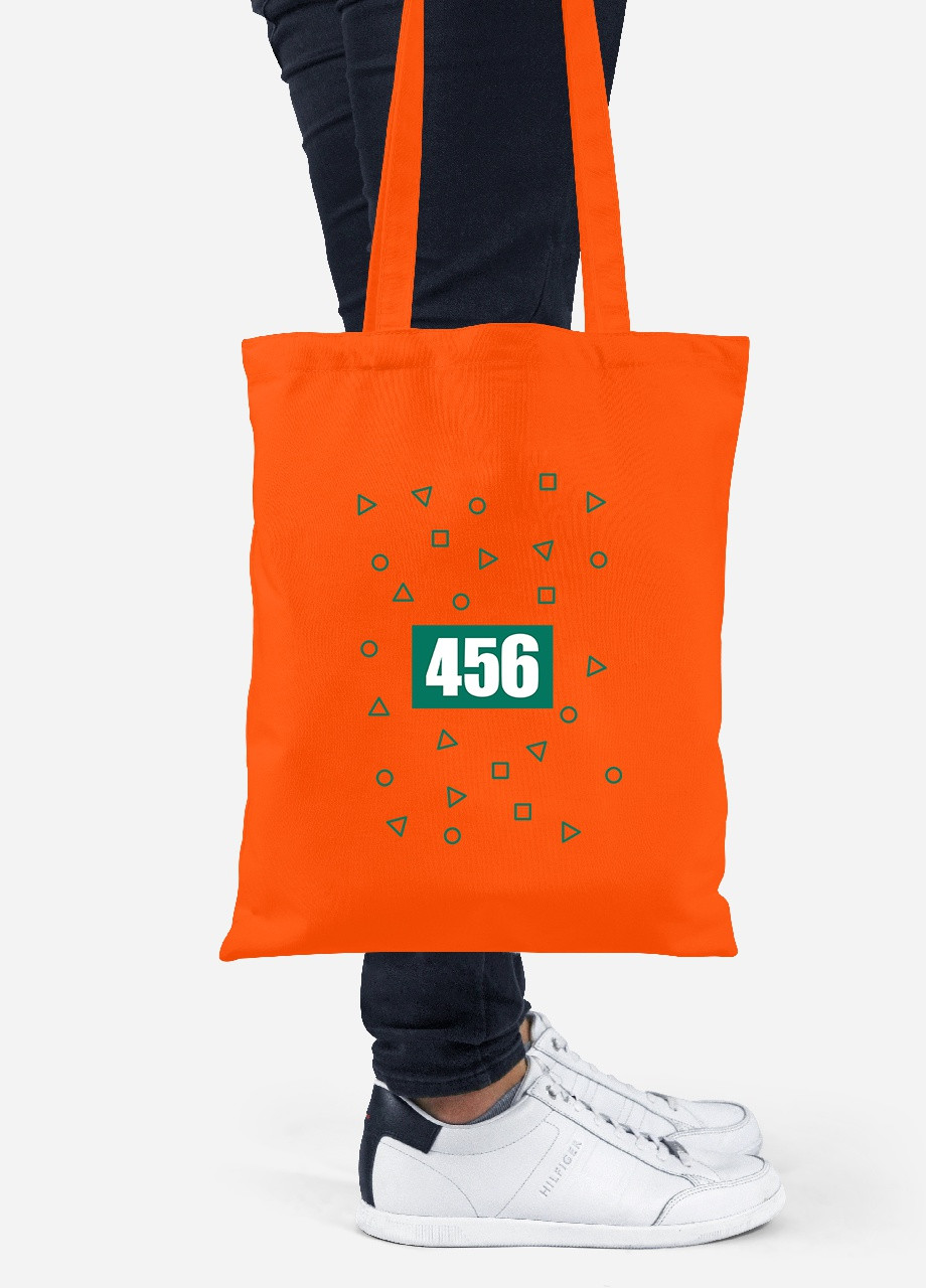 Еко-сумка шоппер Номер 456 Лі Чжунг-Чжае Гра в кальмара (Squid Game) (92102-3362-OG) помаранчева MobiPrint Lite (256922723)