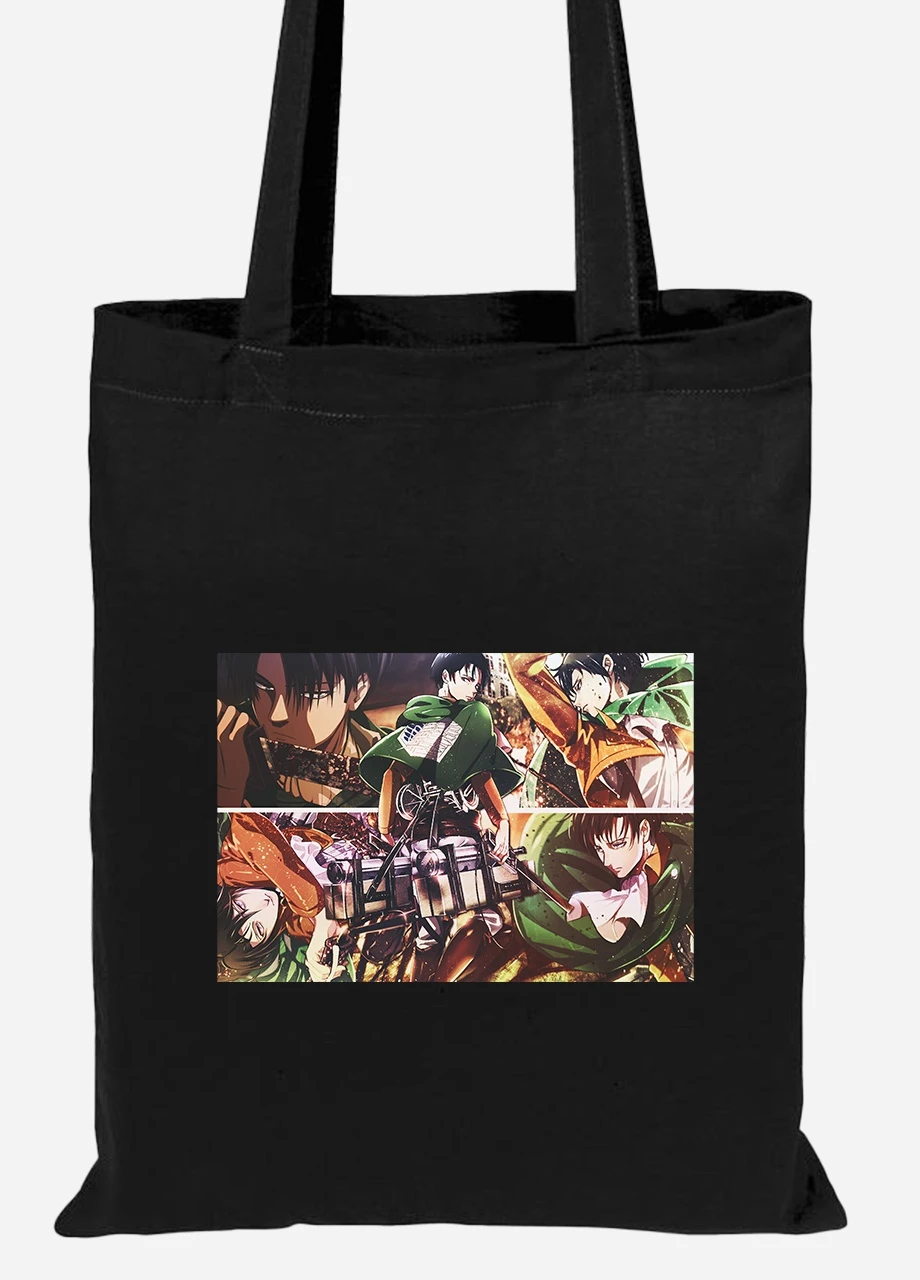Эко сумка шопер Атака на титанов (Attack on Titan) (92102-3058-BK) черная MobiPrint Lite (256923253)