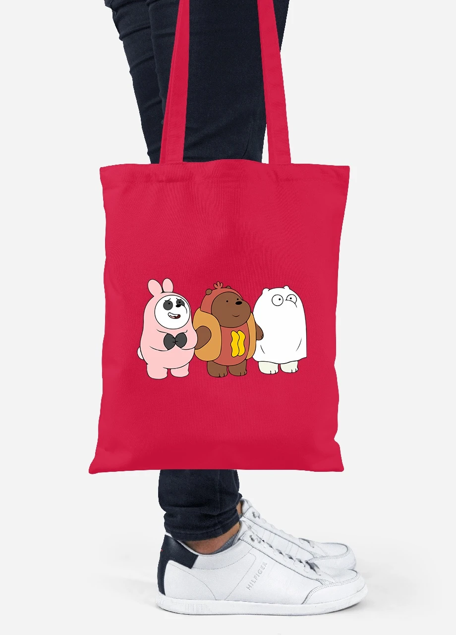 Эко сумка шопер Вся правда о медведях (We Bare Bears) (92102-2905-RD) красная MobiPrint Lite (256922740)