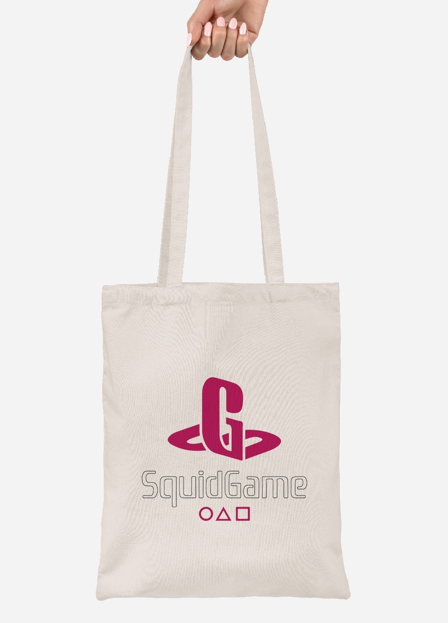 Еко-сумка шоппер Гра в кальмара (PlayStation Squid Game) (92102-3370-BG) бежева MobiPrint Lite (256922836)