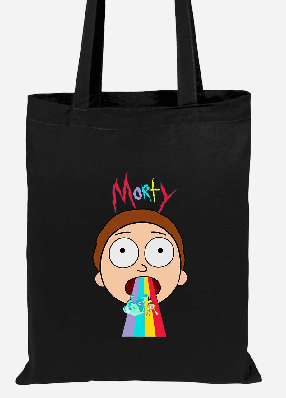 Еко-сумка шоппер Рік Санчез та Морті Сміт Рік та Морті (Rick and Morty) (92102-2946-BK) чорна MobiPrint Lite (256920543)