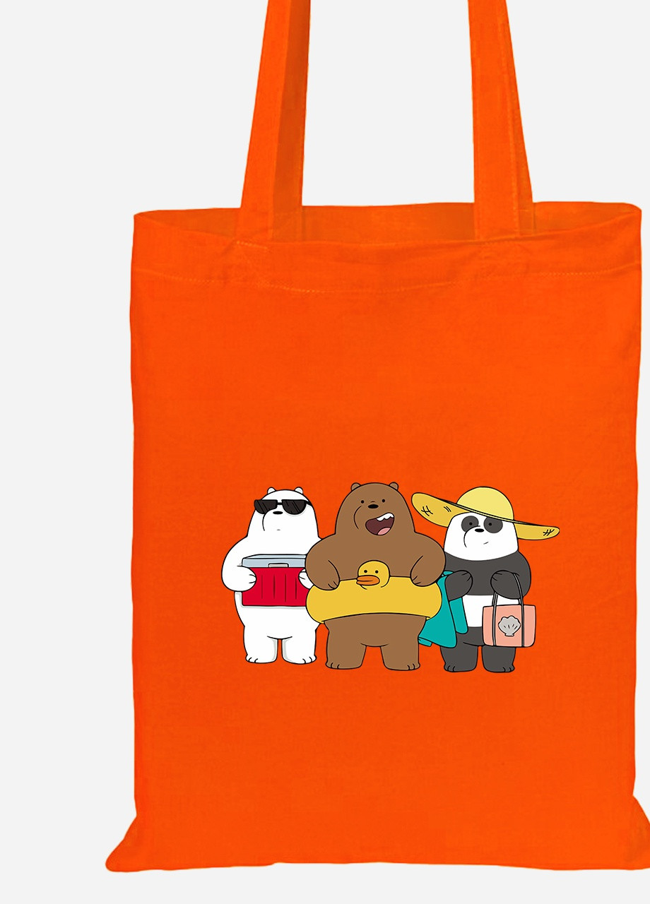 Эко сумка шопер Вся правда о медведях (We Bare Bears) (92102-2893-OG) оранжевая MobiPrint Lite (256922756)