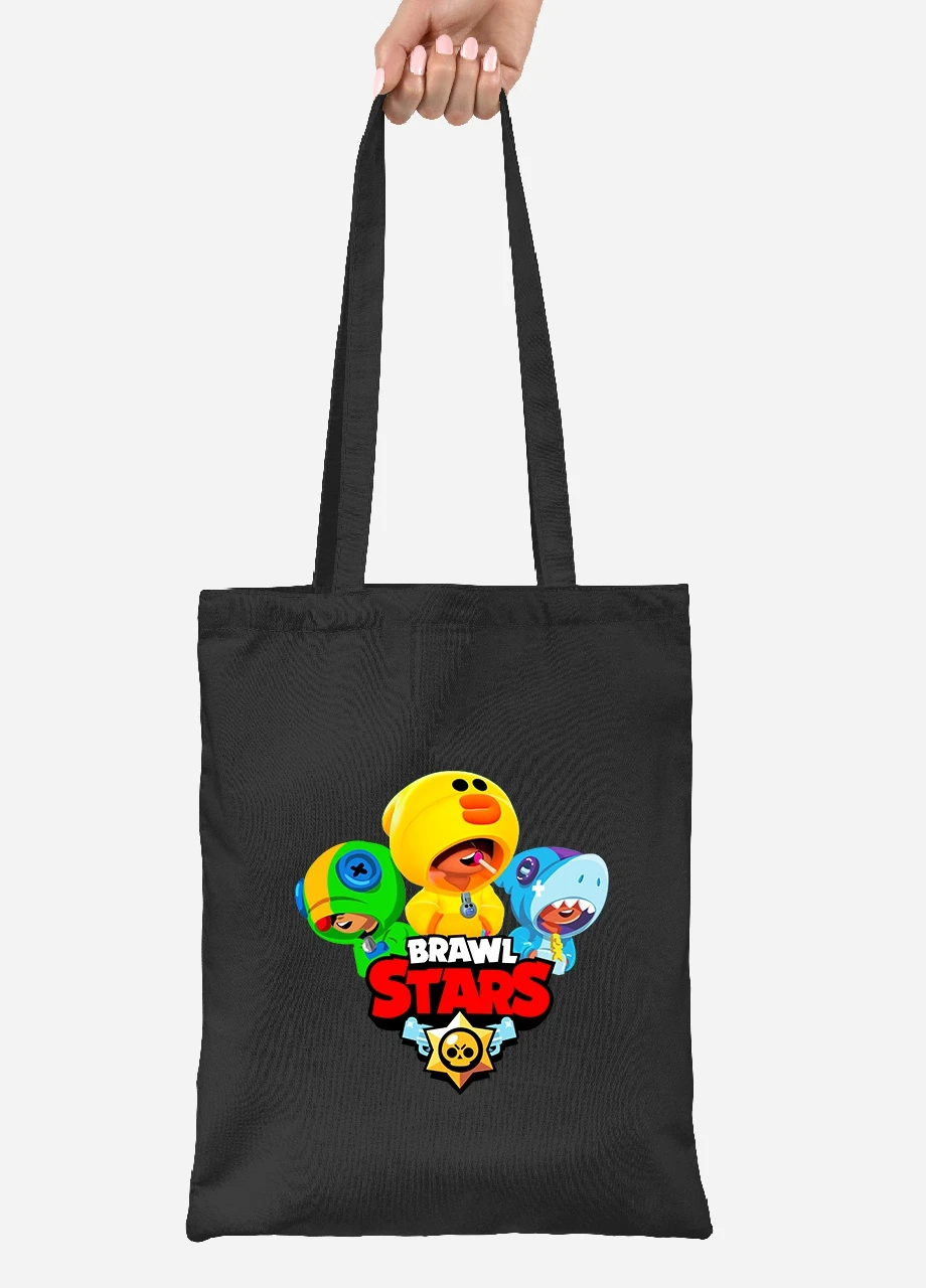 Эко сумка шопер (Brawl Stars) Бравл старс (92102-1701-BK) черная MobiPrint Lite (256921198)