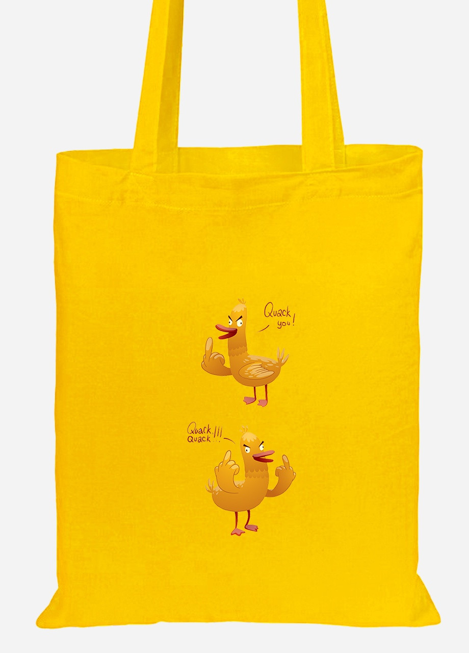Еко-сумка шоппер Квак ю качка (Quak you duck) (92102-2022-SY) жовта MobiPrint Lite (256924719)