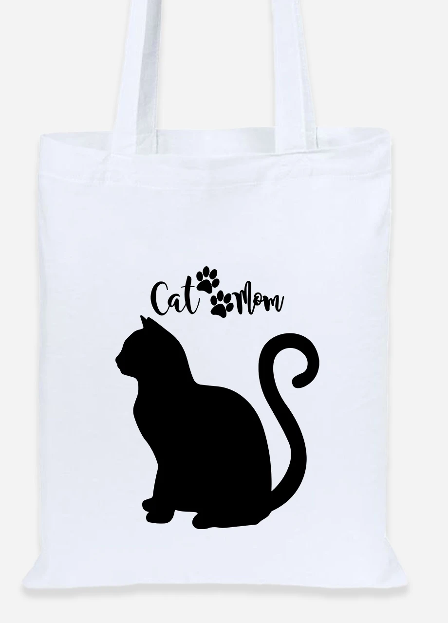 Эко сумка шопер Cat Mom (92102-2840) белая MobiPrint Lite (256921859)